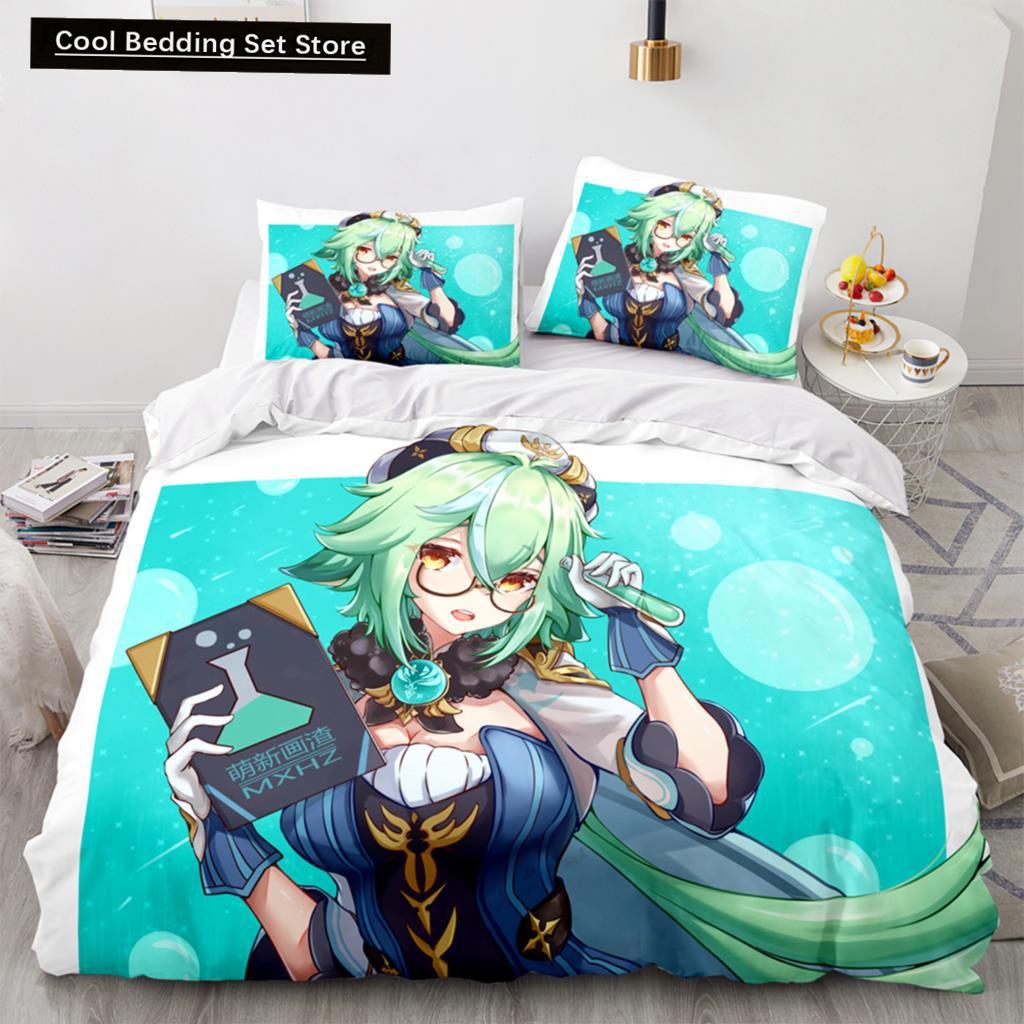 3D Print Anime Genshin Impact Xiao SUCROSE Qiqi Duvet Cover Cartoon Bedding Sets Bed Set Quilt Comforter Covers Home Textiles