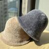Fischerhut Damen Herbst und Winter High End Gesicht Zeigend Klein Eimerhut Ohne Make-up Gesicht Bedeckend und Warm Haltend Plüsch Beckenhut