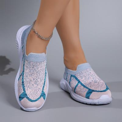 Women's New Large-size Women's Shoes Casual Overfoot Sneakers Thick Sole Breathable Flying Mesh Single Shoes