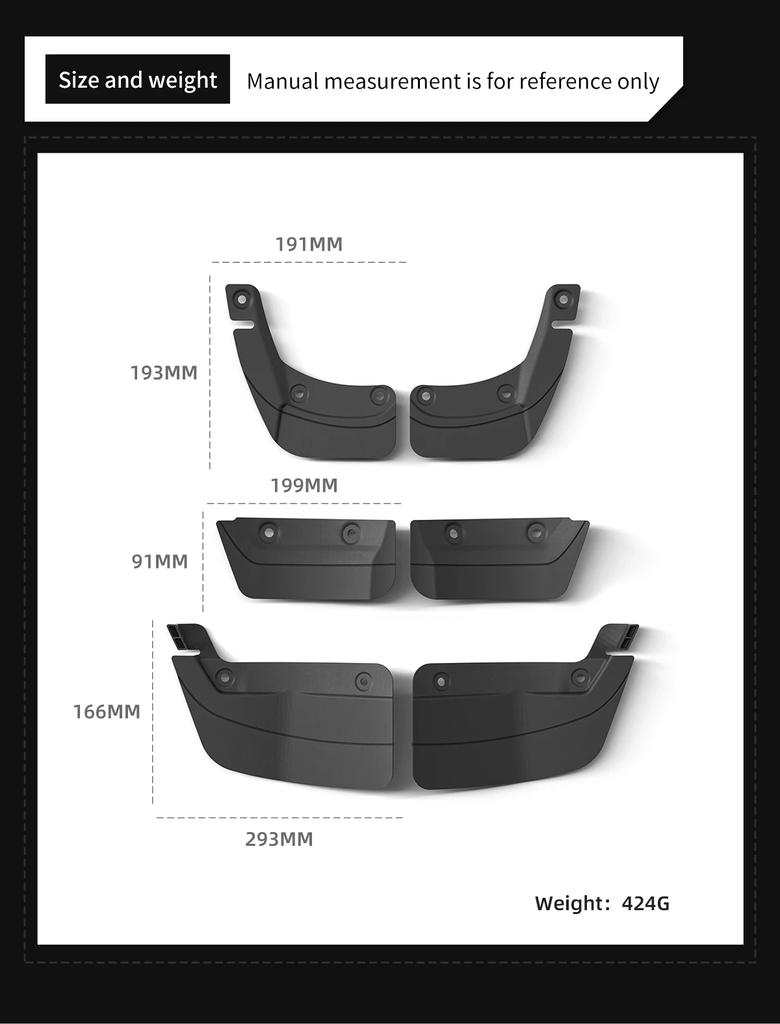 For Tesla Model 3 Highland 2025 Mud Flaps Invisible Front And Rear Wheel Fenders Car Modification Accessories Mudguards 6pcs/set