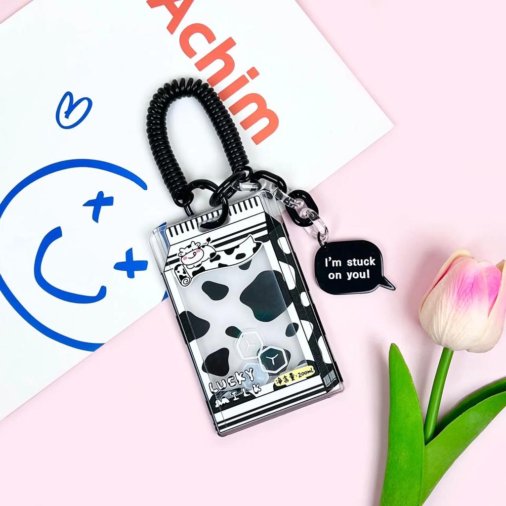 1 Stück transparenter Kpop-Fotokartenhalter aus Acryl, schicke süße koreanische Schutzhülle im Milchsaft-Stil, ID-Bus-Kartenschutz