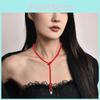 Handmade Pearl Pendant Necklace Elegant Red String Long Geometric Design For Women