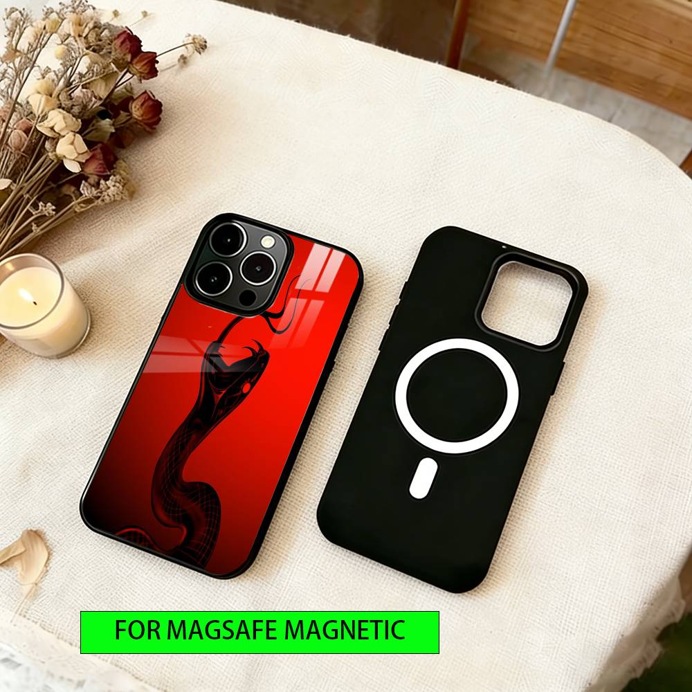Schlangen Handyhülle Für iPhone17,16,15,14,13,12,11 Plus,Pro Magnetisch Für Magsafe Kabelloses Laden