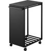 Yamazaki Slim Dustbin with 45L Tower Kitchen Trash Easy Garbage Bag 10640 Lid, Capacity, Black, W27.8×D44×H60cm, Series, Can, Handle, Casters,