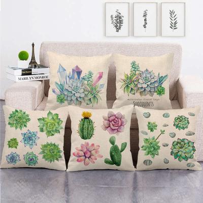 Creative Cactus Plant Pattern Collection Digital Printing Short Plush Pillow Covers For Car Sofa Office Cushion Cover Home Goods