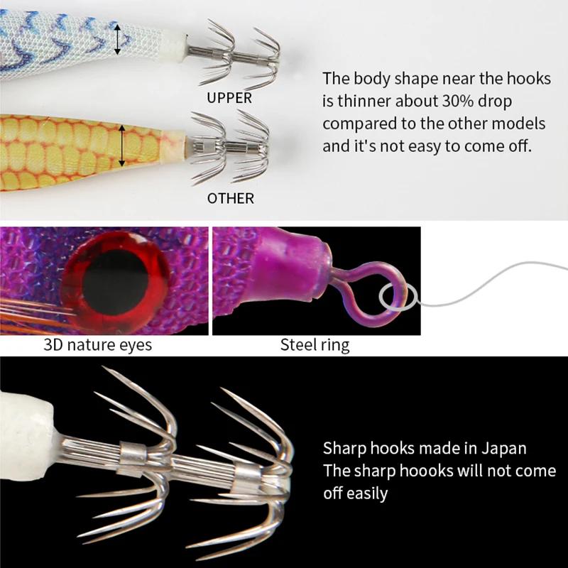 99mm Floating Luminous Squid Jig Topwater Artificial Lure for Saltwater Squid Fishing Glow Night Bait with Feathered Hooks