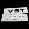 AAWC1 3D Chrome Glossy Black ABS V6T Logo Number Letters Car Fender V6 T Emblem Badge Decal compatible compatible for A6 C7 A4 S5 S4 V6T Sti