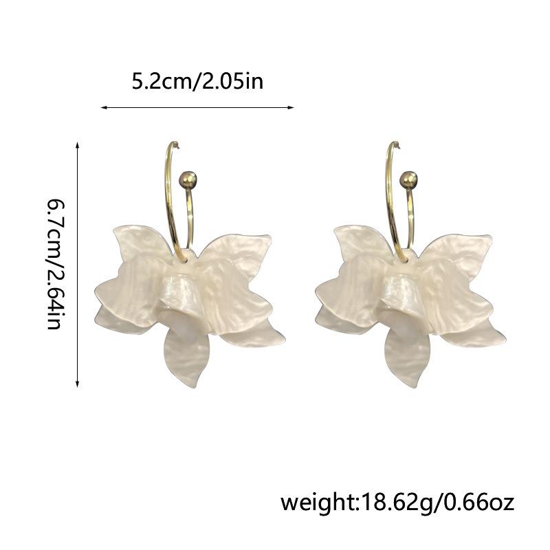 ZAKOL Nye Trendy Hvite Grønne Brune Resin Blomster Hoop Øredobber For Kvinner Mote Zirkon Statement Øredobber Engros