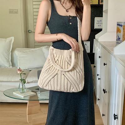 Geantă din tricot Geantă din tricot vintage Tote Geantă de femei Geantă de umăr Geantă de mare capacitate