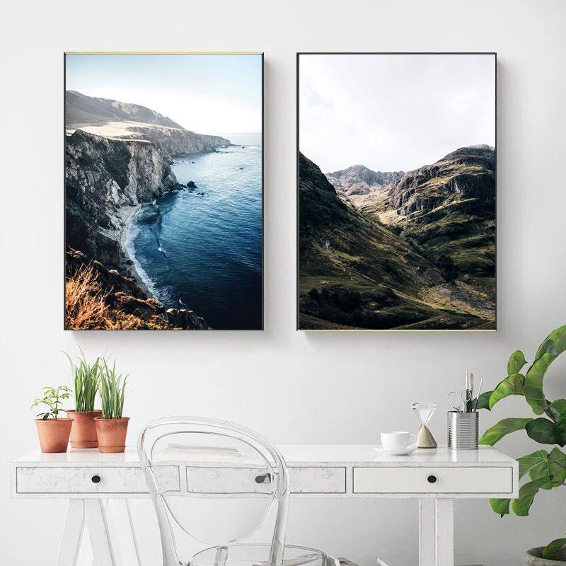 Mountain Coastal Landscape Poster Nordic Decoration Wall Art Print Canvas Painting Decorative Picture Scandinavian Home Decor