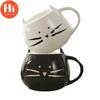 Hi 420ml Lovely Cat White/Black Coffee Milk Ceramic Mug Couples Cup Festival Gift FRE