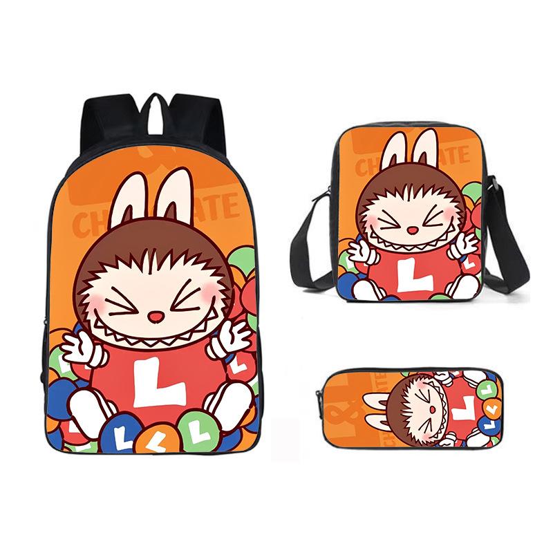 School Bag New Printing Three-piece Set Cartoon Rabbit Student Backpack Satchel Pencil Case Boys and Girls