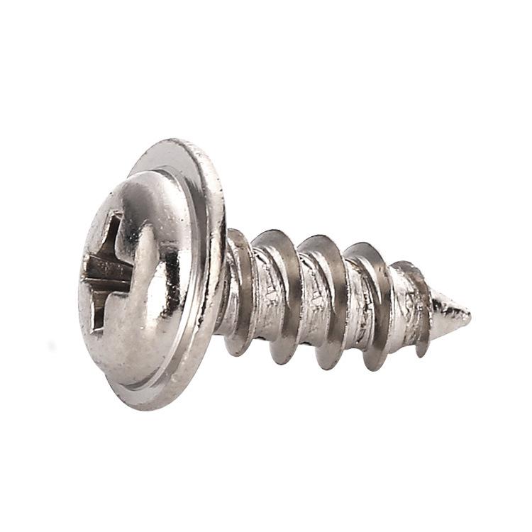 Nickel Plated Hardened Round Head Phillips Self-Tapping Screw with Washer [Sizes: M1.4 - M5]