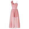 Vestito da Festa con Applicazione Brillante di Perline per Ragazze Tuta con Pizzo e Paillettes Romper con Sovrapposizione in Chiffon Vestito per Compleanno e Ballo di Fine Anno