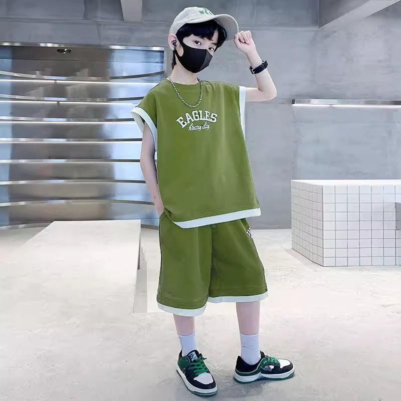 

Комплект летней одежды для детей и мальчиков Летний жилет Спортивные шорты без рукавов для мальчиков Комплект из двух предметов 170