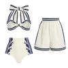 2025 Women's High-Waisted Navy Split Bikini Set