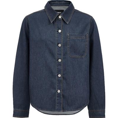 Women's Curved Hem Long Sleeve Denim Shirt