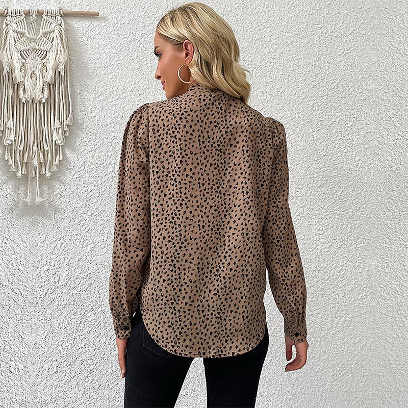 YYFS Women's Fashion Casual Leopard Print Long Sleeve Blouses & Shirts
