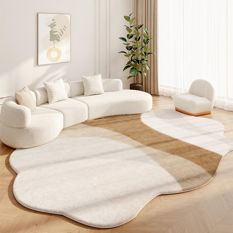 Cream Style Rugs for Bedroom Fluffy Soft Study Floor Mat Irregular Shapes Living Room Decoration Carpet Thicked Plush Lounge Rug