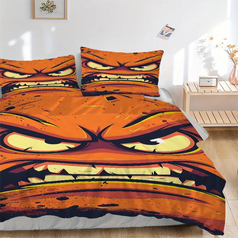 3pcs bedding set Angry Face Includes 1 Comforter + 2 Pillowcases, Without Pillow Inserts, Soft Comfortable,a0909073