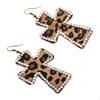 1 Pair Cross Leopard Print Earrings , Women Gift for Engagement, Birthday
