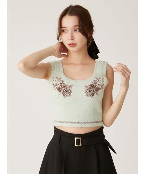 Lily Brown Motif Knit Bustier LWNT244164 MNT LB×KM Women's