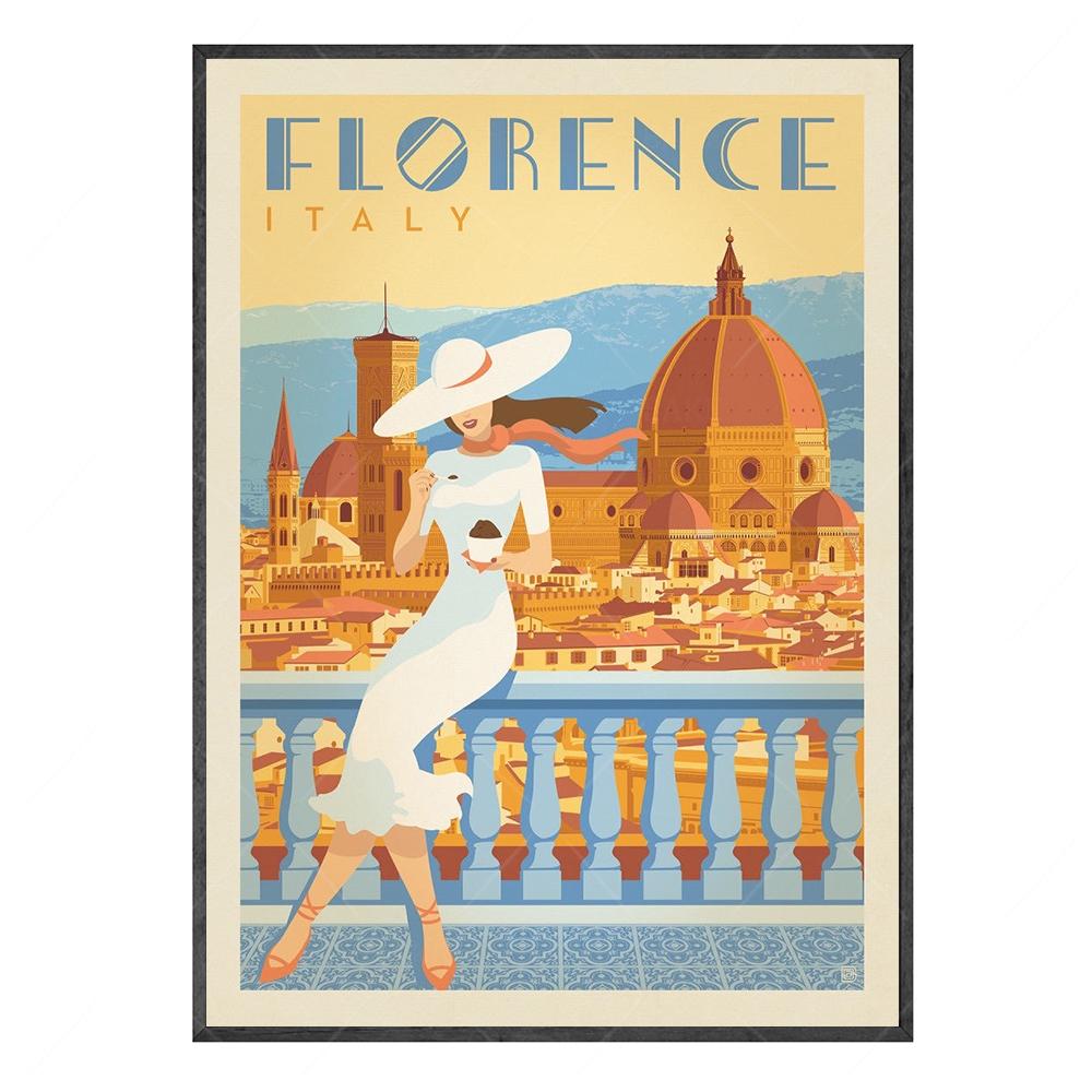 World City Landmark Painting Art Posters Florence Shang Hai Manhattan New York Paris Arc de Triomphe Home Eecor for Living Room
