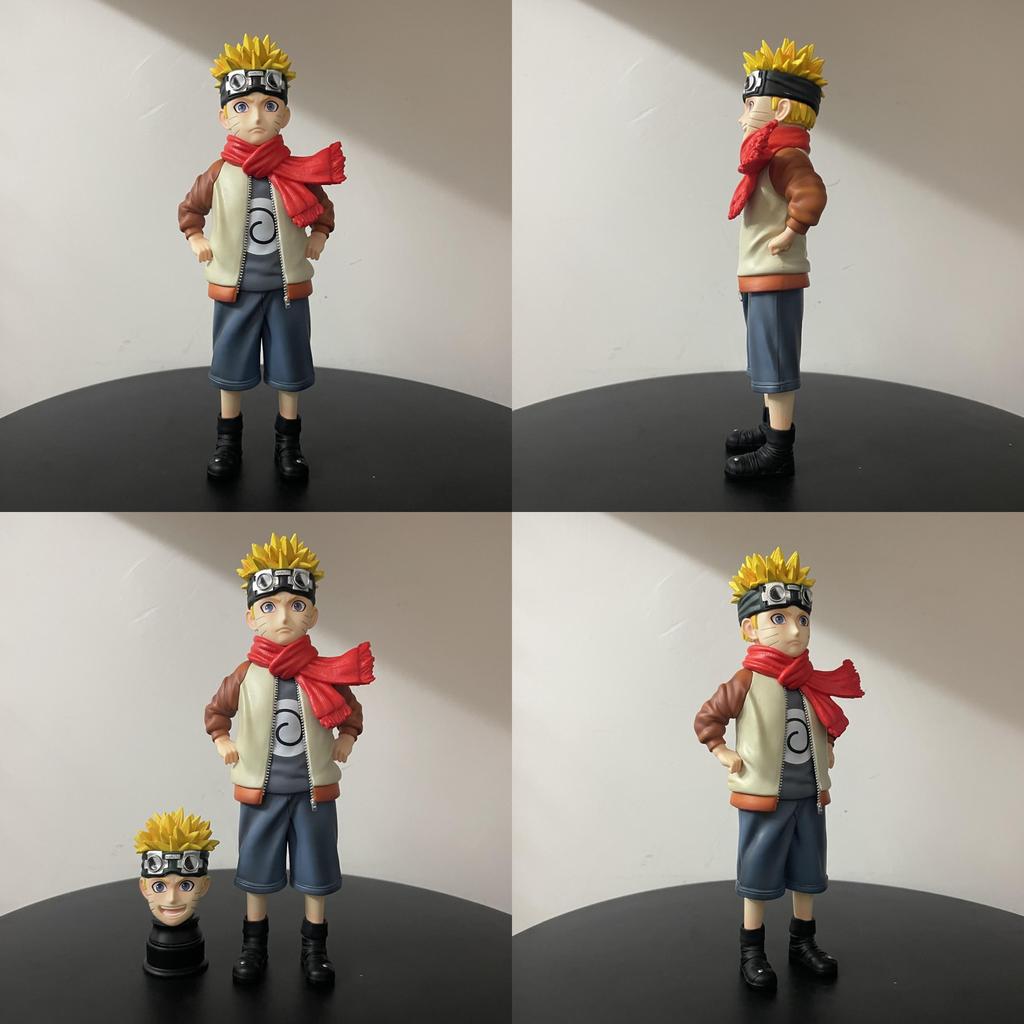 Figura de PVC Uzumaki Naruto Com Cabeça Dupla Intercambiável Para Colecionadores e Fãs de Anime
