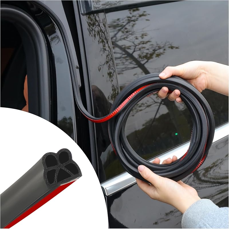 32.8Ft Car Door Weather Stripping, B-Shape Double Layer Rubber Seal Strip, Soundproof & Self Adhesive Automotive Weather Stripping, Car Accessories
