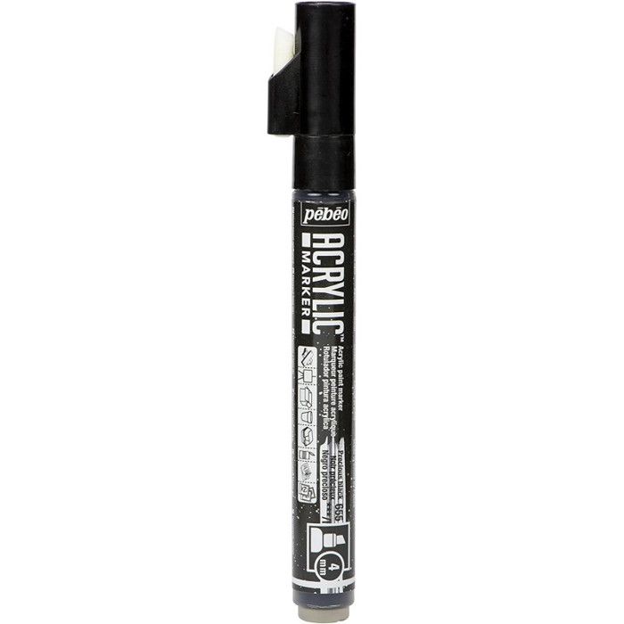 Acrylic Paint Markers - PEBEO - Acrylic Marker - 4 Mm Chisel Tip - Glittery Black - Opaque