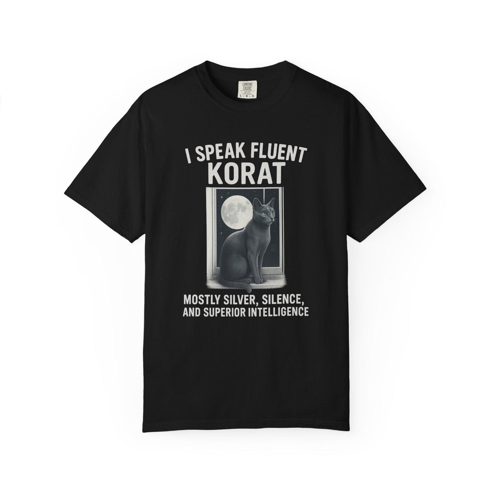 Korat Cat T-Shirt: Funny I Speak Fluent Korat Comfort Colors Tee S