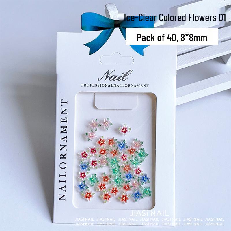 3D Five-Petal Translucent Flower Nail Art Rhinestones