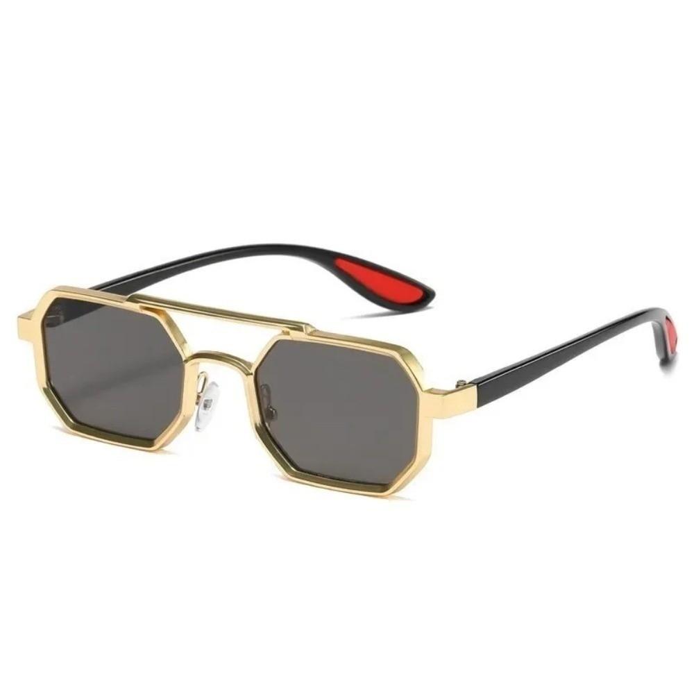 Gradient Unisex Polarized Sunglasses Indian Style Anti-UV Glasses Double-bar Square Sunnies  Party