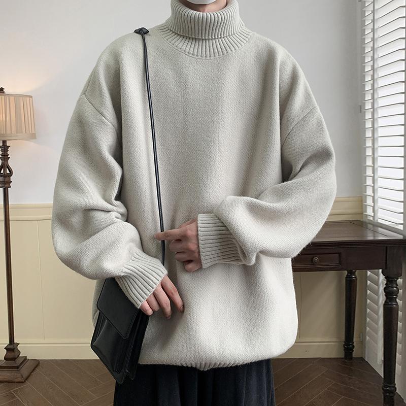 Pánský svetr s rolákem Pánský volný ležérní Harajuku Korejská móda Pánský oversized svetr Módní Zesílený Teplé svetry