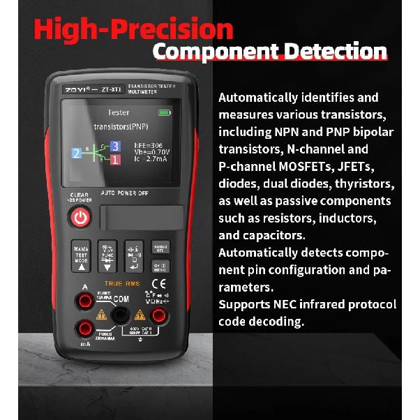 ZOYI XR1 2-in-1 Intelligent Transistor Tester Digital Multimeter Electronic Repair Tool for Tech Enthusiasts