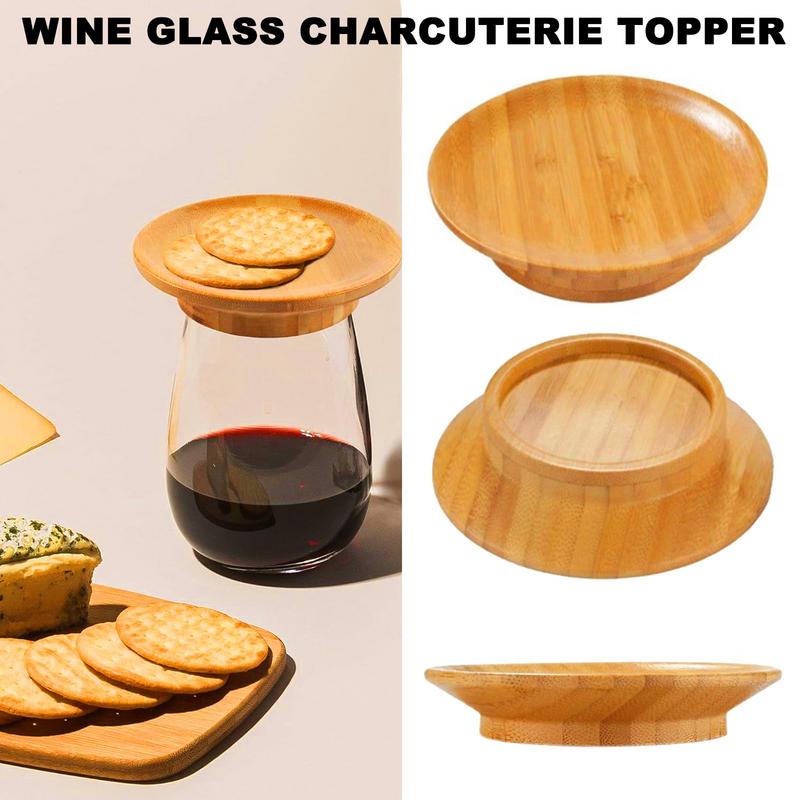 Round Wooden Wine Glass Topper Appetizer Plates Red Wine Splashing Coasters Wine Glass Charcuterie Board Topper Wood Coasters