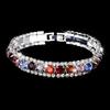 Women Bangle Faux Crystal Polished Contrast Color Alloy Symmetric Shopping Work Party Dating Wrist Bracelet Lady Jewelry