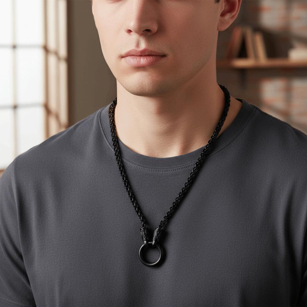 Collier Chaîne Os de Dragon Alliage de Zinc Boucle Rond Style Ethnique Choker Cadeau Collier Viking Unisexe