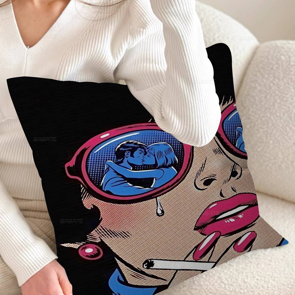 Roy L-Lichtenstein Pop Art Pillow Gift Home Office Decoration Bedroom Sofa Car Cushion Cover case 45x45