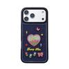 Embroidered Tulip Heart Denim Phone Case for iPhone 15/14 Pro Max