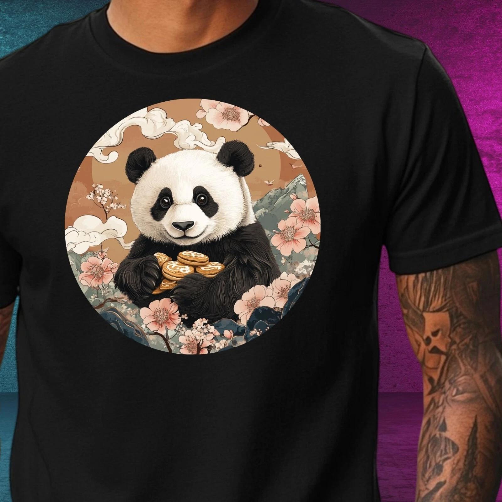 T-Shirt Herren Panda mit Keksen Motiv Baumwolle Größe XS bis 5XL XL