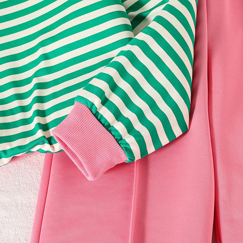 Girls' Striped Long Sleeve Hoodie & Pants Set – Spring 2026 Fashion