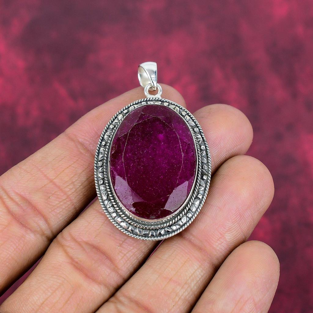 Ruby Zoisite Pendant Gemstone Jewelry, 925 Solid Sterling Silver Handmade Pendant, Latest Design Jewelry