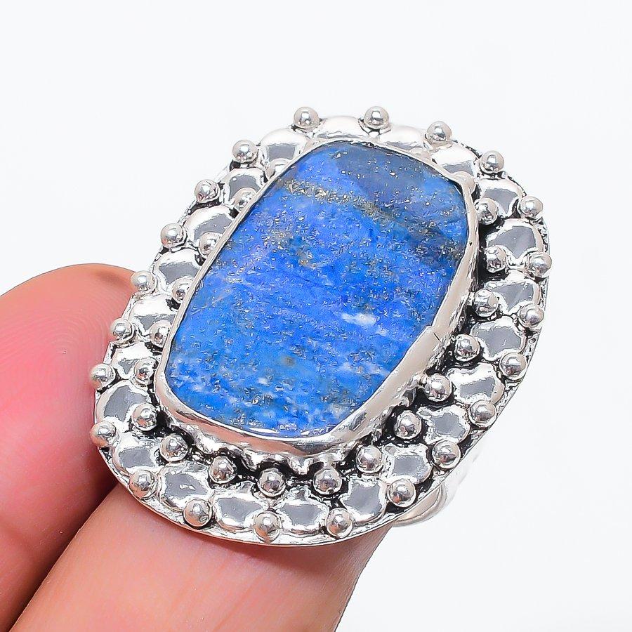 

Natural Lapis Lazuli Gemstone 925 Sterling Silver Jewelry Ring Size 8 q3Z75