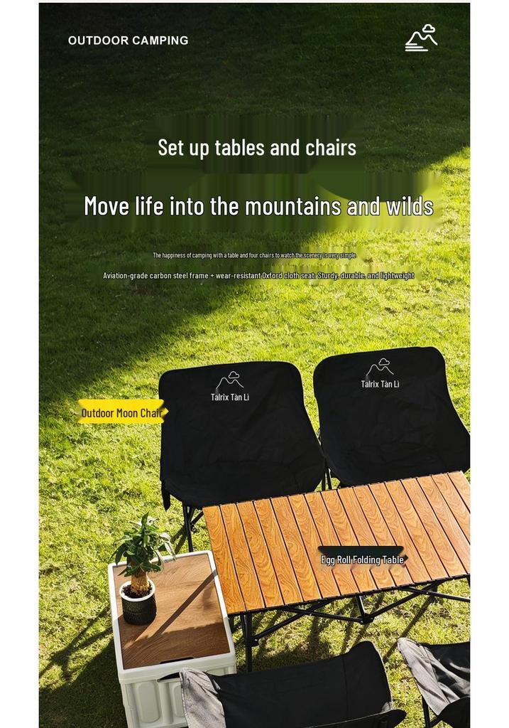 Tanli Portable Outdoor Folding Table & Chairs Set - Lightweight Roll-Up for Camping & Picnic