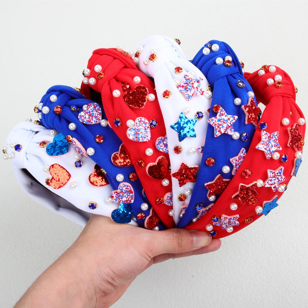Fashion USA Independence Day Headbands for Girls Star Hairbands Glitter Heart Headbands Girls Women Party Hair Accessories