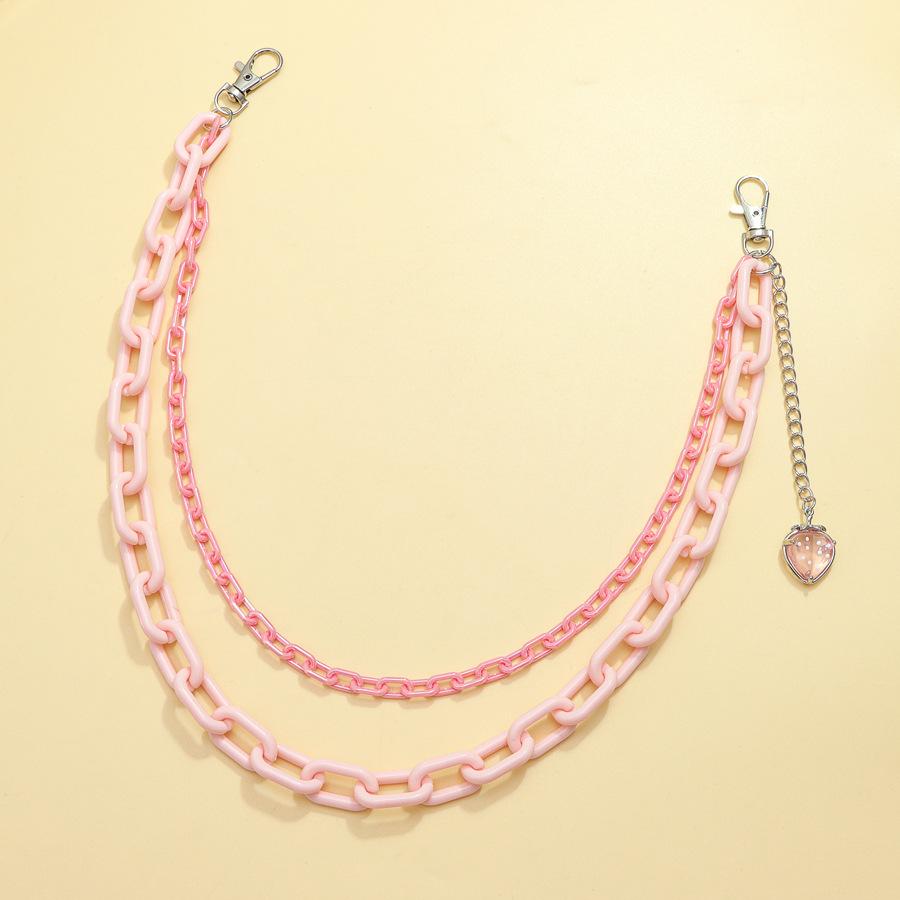 

European and American ins style pink waist chain double-layer acrylic trouser chain ornament personality trend cute strawberry pendant