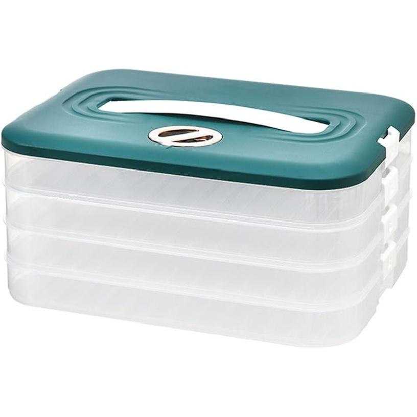 Dumplings Storage Box Multi Layer Stackable Food Storage Container with Lid and Handle Time Recoder Cookie Carrier
