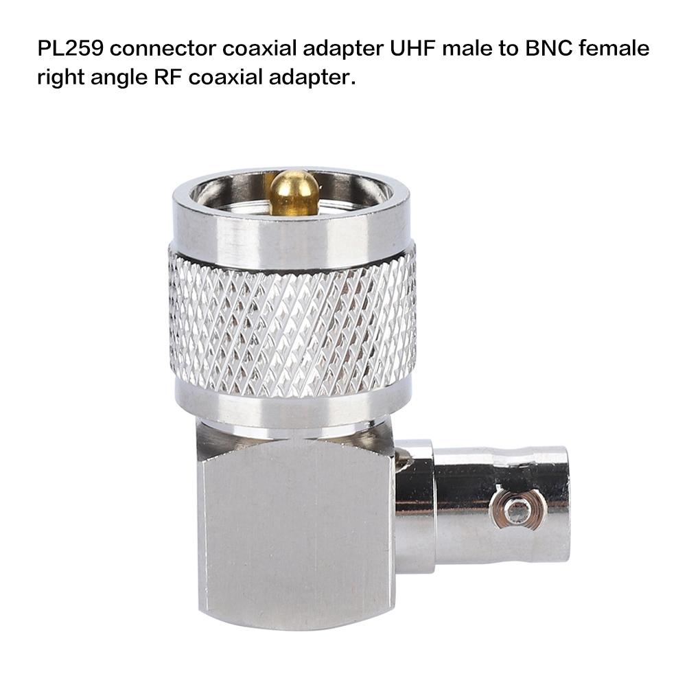1PCS UHF PL 259 Male to BNC Female Right Angle Adapter RF Coaxial Adapter Connector