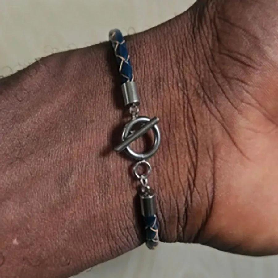 Noter Men Leather Bracelet Stainless Steel OT Buckle Bangle Pulsera De Cuero Wrap Braslet Locomotive Hiphop Rock Braclet Pulsera
